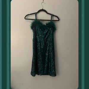 Nickie Lew Sparkling Teal Sequin mini Dress for girls sz14/L NWT